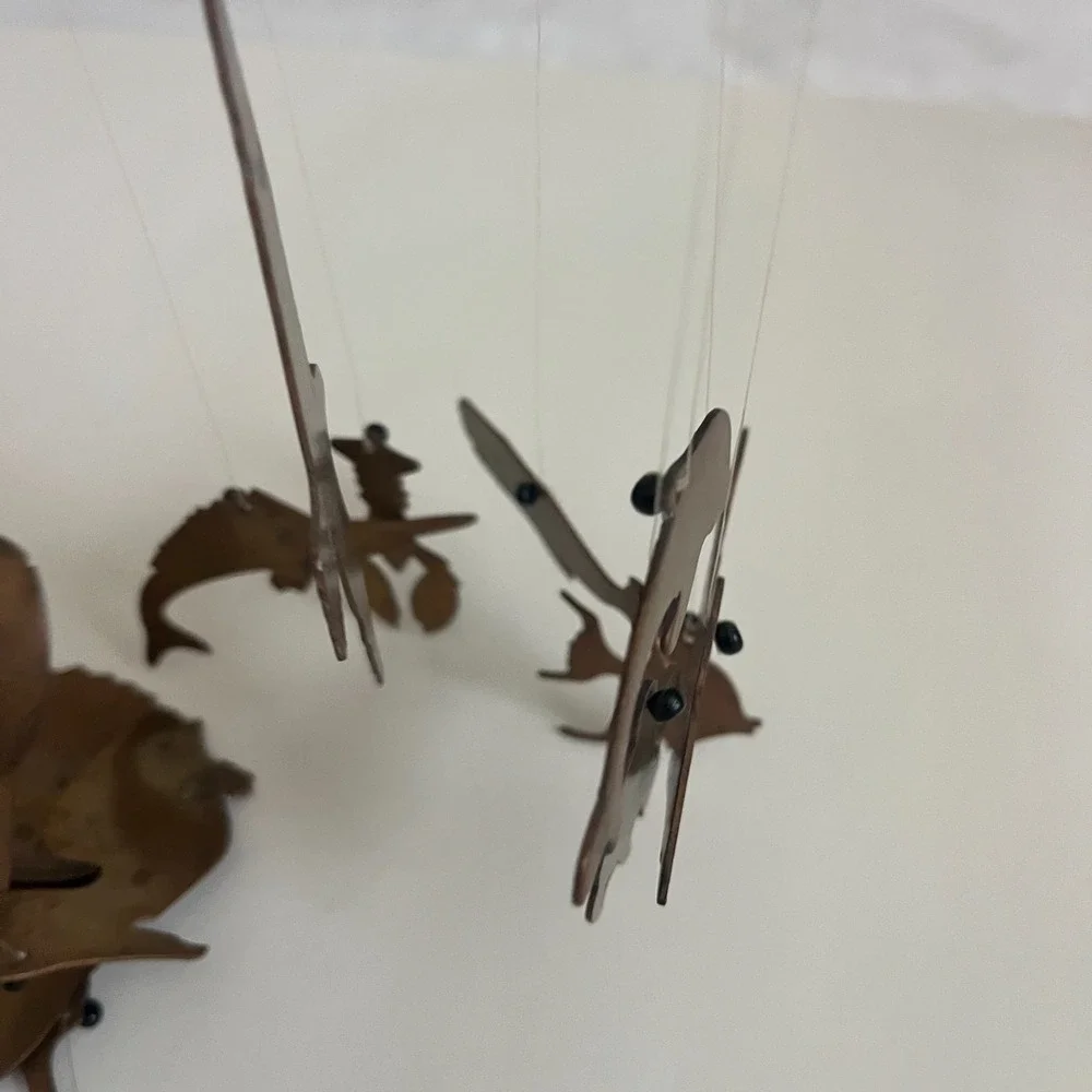 Vintage Brass Ocean Sea Life Creatures Fish‎ Birds Animals Spiral Wind Chimes